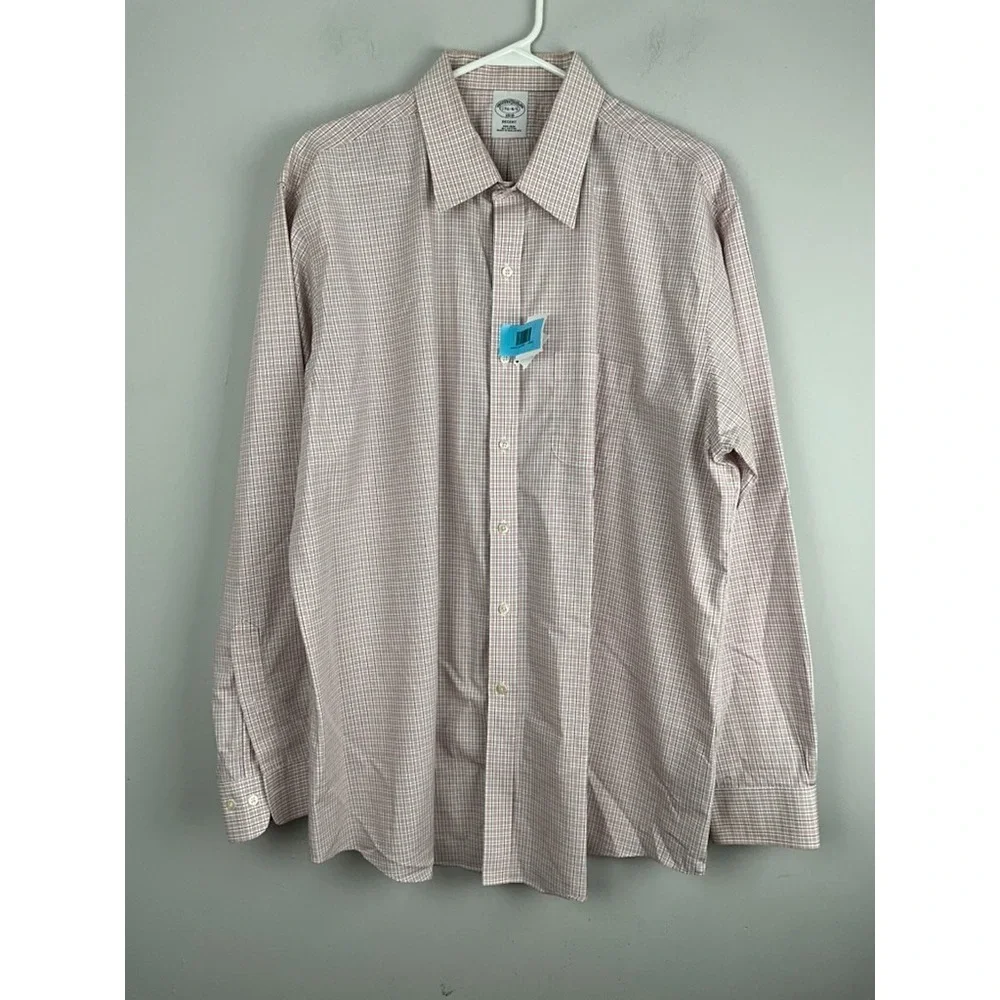 Brooks Brothers White base Red/Blue Micro Regent Dress Shirt 17.5 34/35 Non-Iron - Picture 2 of 9